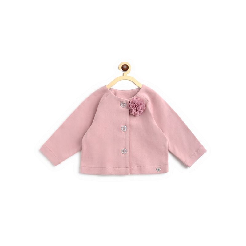 Girls Medium Pink Long Sleeve Cardigan image number 0